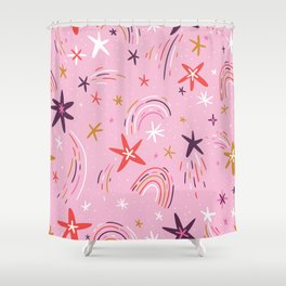 Doodles stars and rainbows seamless pattern Shower Curtain