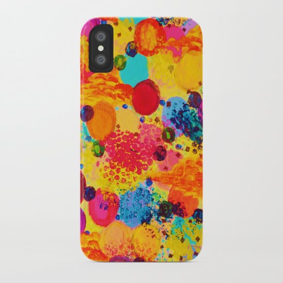 TIME FOR BUBBLY 2 - Fun Fiery Orange Red Whimsical Bubbles Bright Colorful Abstract Acrylic Painting iPhone Case