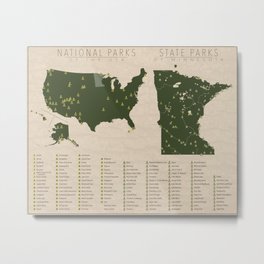 US National Parks - Minnesota Metal Print | Parks, Nationalpark, Usmap, Map, Parkmap, Graphicdesign, Minnesotaparks, Stateparkmap, Whitesands, Statemap 