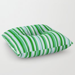 [ Thumbnail: Light Cyan, Light Blue, Green, and Sea Green Colored Pattern of Stripes Floor Pillow ]