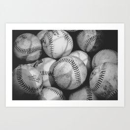Baseballs in Black and White Art Print