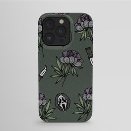 ghostface w knife ~green tones iPhone Case | Pattern, Horrormovie, Floral, Scary, Graphicdesign, Green, Simple, Spooky, Pop Art, Subtle 