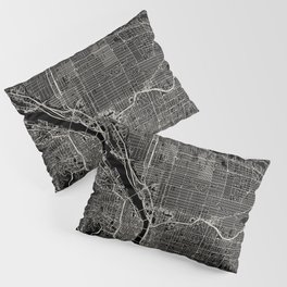 PORTLAND USA - Black and White City Map Pillow Sham