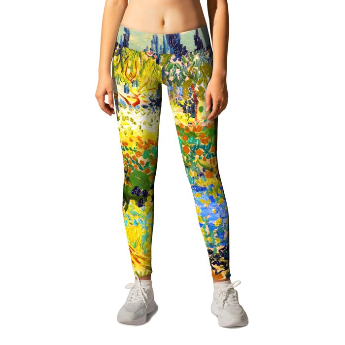 Vincent Van Gogh Flower Garden Landscape Leggings