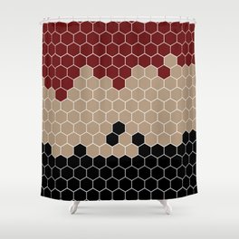 Honeycomb Red Beige Black Hive Shower Curtain