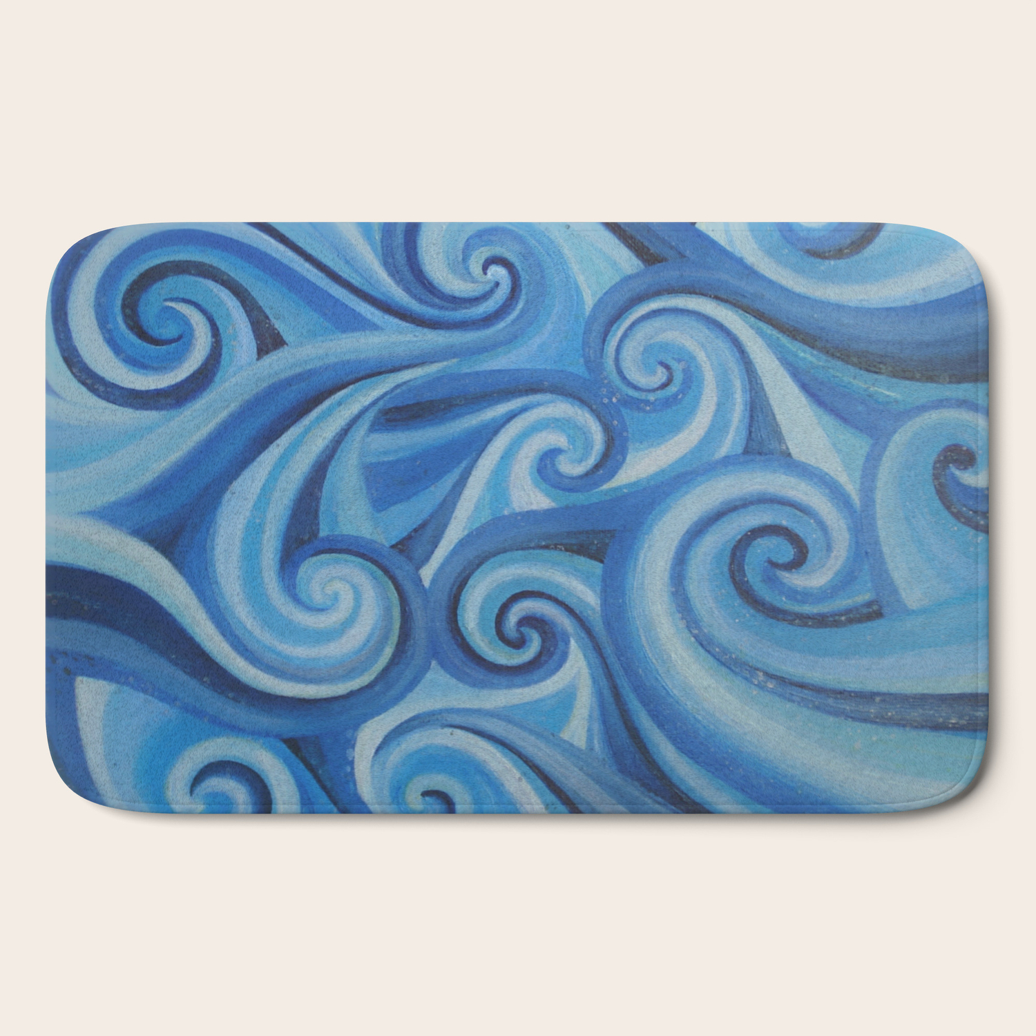 Parting Waves Abstract Ocean Sea Swirls Painting Bath Mat By Julia