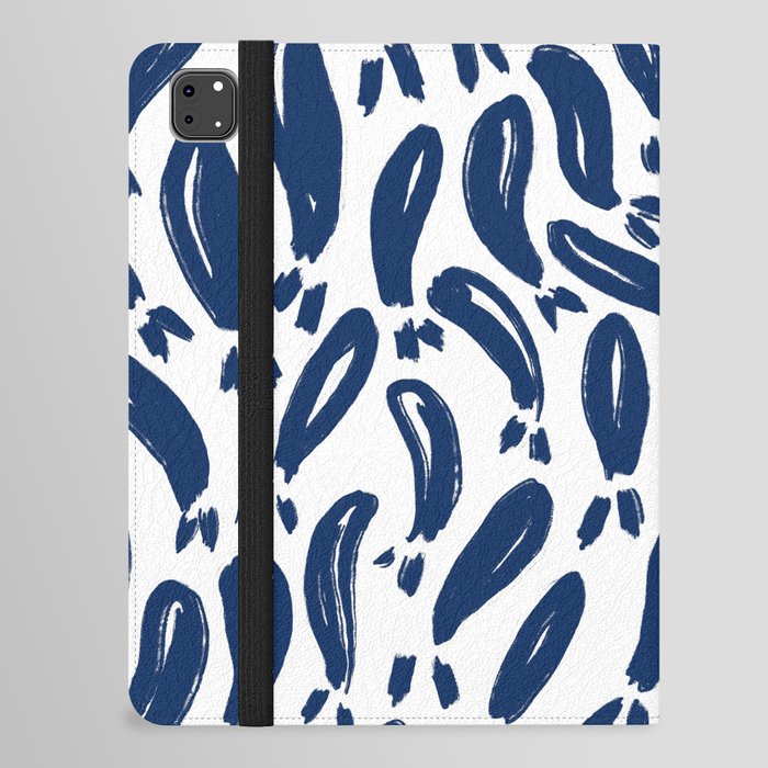 Blue Fishes Ocean Indigo Sea Pattern iPad Folio Case