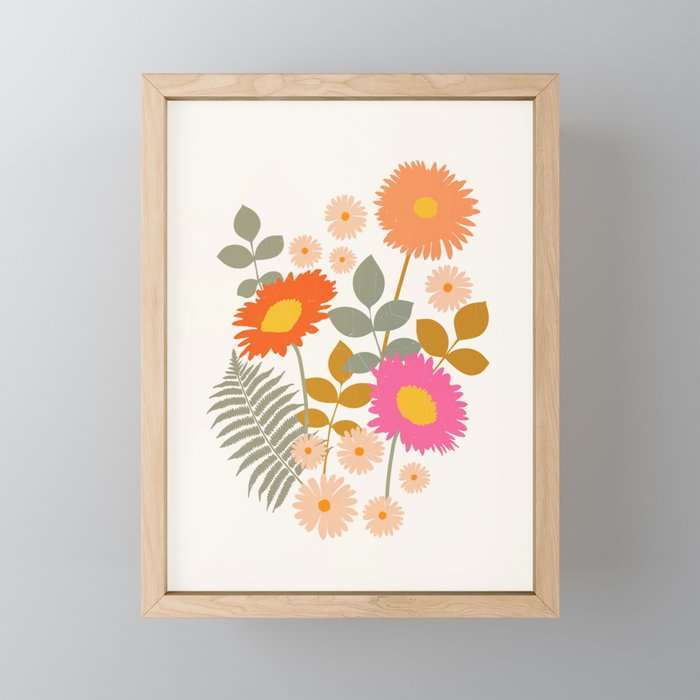 Summer Flower Bouquet Framed Mini Art Print