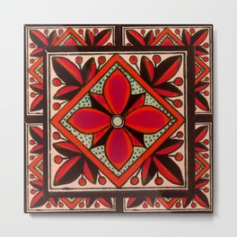 talavera mexican tile in red Metal Print