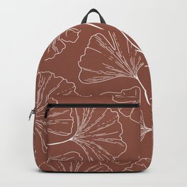 Ginkgo Leaves Boho Minimal Line Illustration Rosegold Pattern Backpack