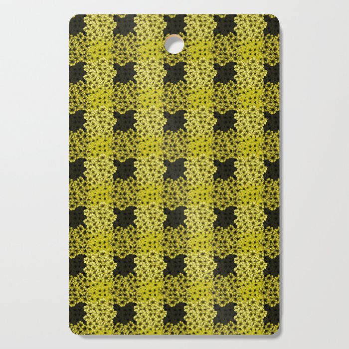Yellow Gingham with Flowers Cutting Board