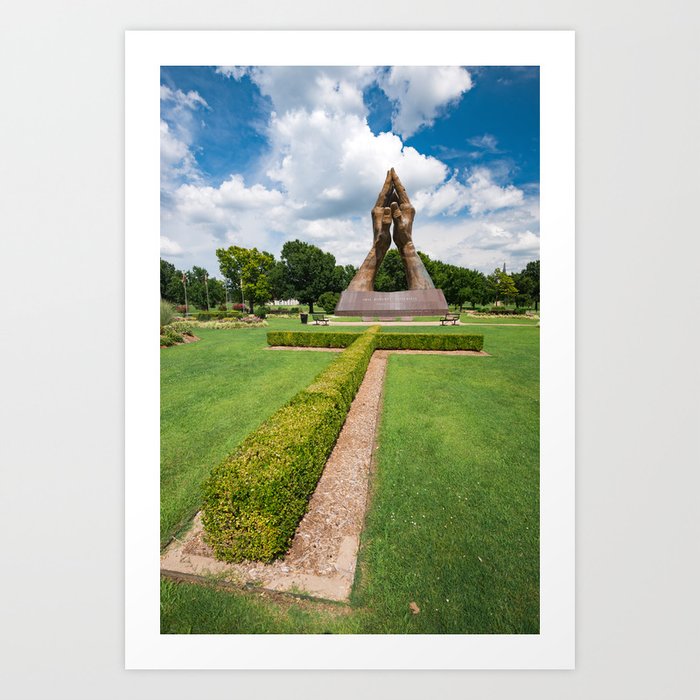 Tulsa Praying Hands And Cross Landscape Roberts University Tulsa Praying Hands And Cross Landscape Roberts University Art Print