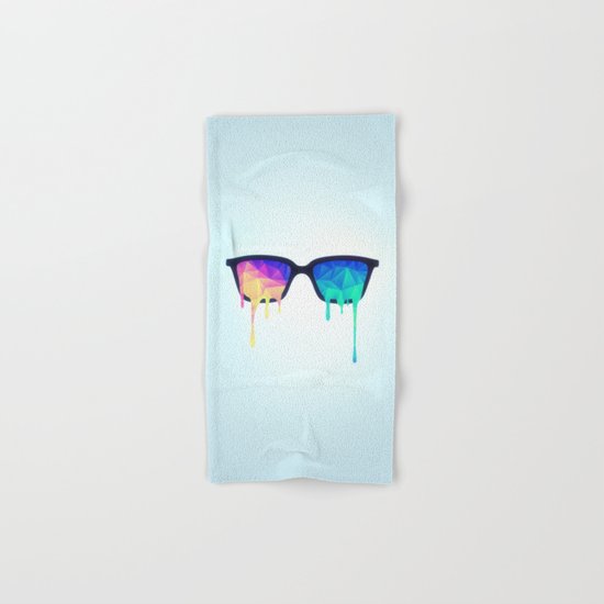 Psychedelic Nerd Glasses with Melting LSD/Trippy Color Triangles Hand & Bath Towel