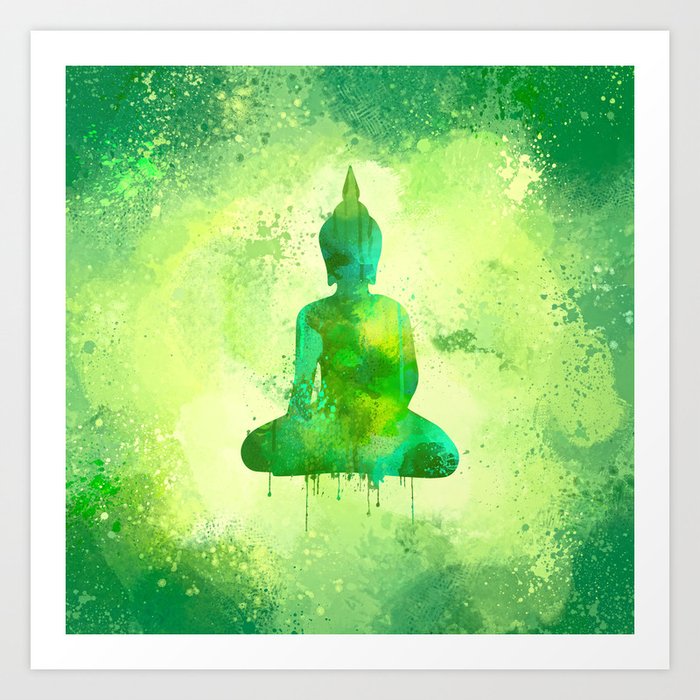Green Watercolor Buddha Painting Art Print By Thubakabra Society6
