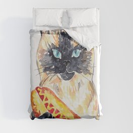 Hotdog cat Painting Kitchen Wall Poster Watercolor Duvet Cover