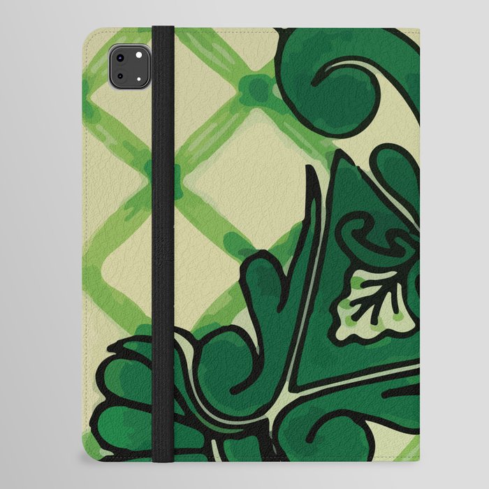 Green bouquet mexican tile abstract boho pottery iPad Folio Case