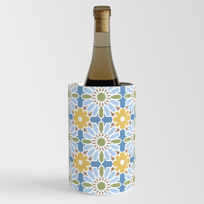 Blue and Yellow Flowers ARABIC TILES Wine Chiller