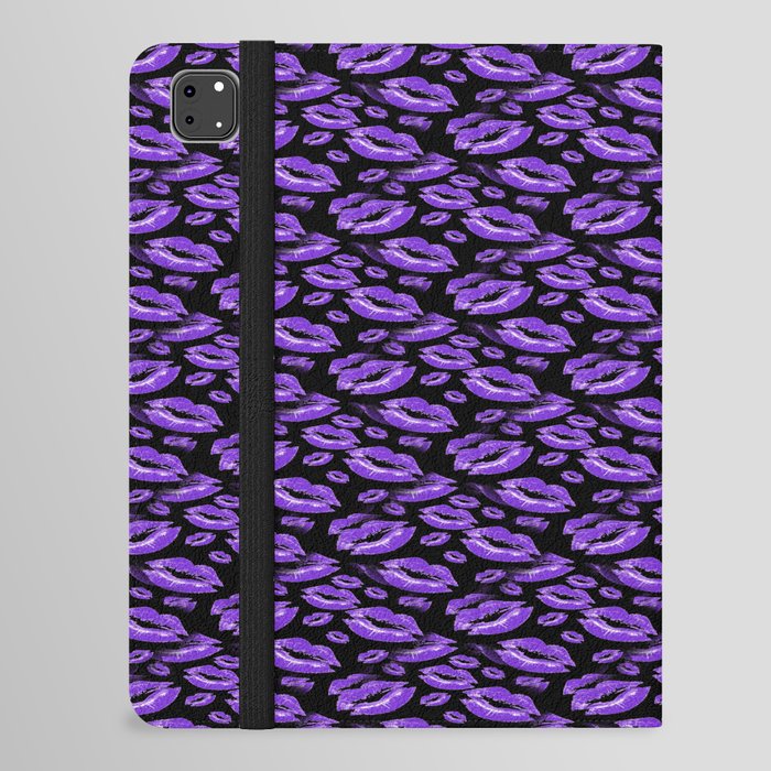Two Kisses Collided Luscious Lilac Colored Lips Pattern iPad Folio Case