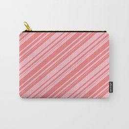 [ Thumbnail: Light Coral & Pink Colored Lines Pattern Carry-All Pouch ]