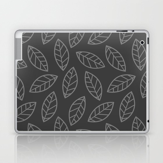 Leaves - gray on gray Laptop & iPad Skin