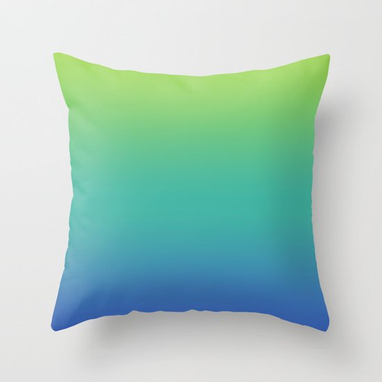 GREEN -> TEAL -> BLUE FADE Throw Pillow