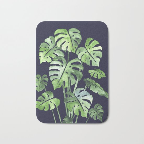 Delicate Monstera Blue #society6 Bath Mat