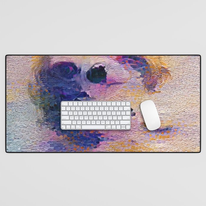 Cute puppy painting (pet, dog, pretty and hiking) Desk Mat