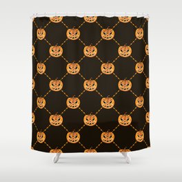 Seamless pattern with a pumpkins. Halloween Party design template. Vintage Shower Curtain
