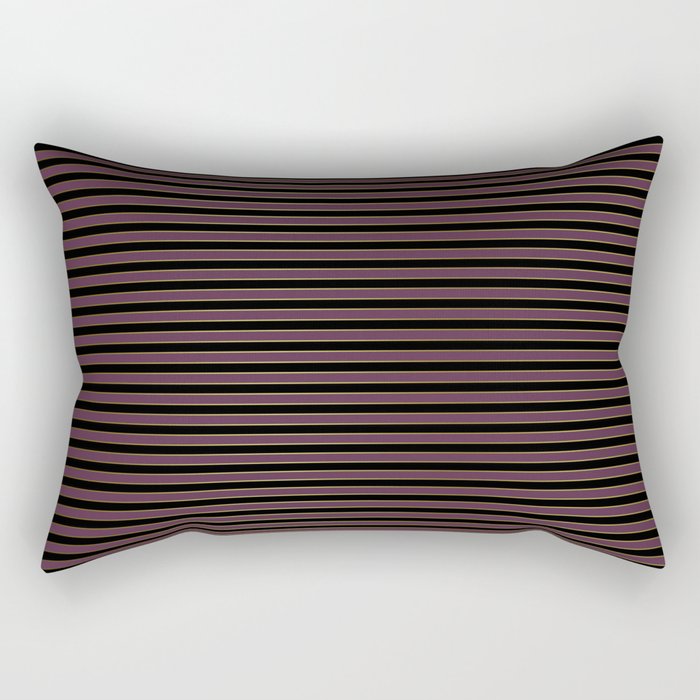 Thin Gold Pinstripe on Royal Purple and Black Rectangular Pillow