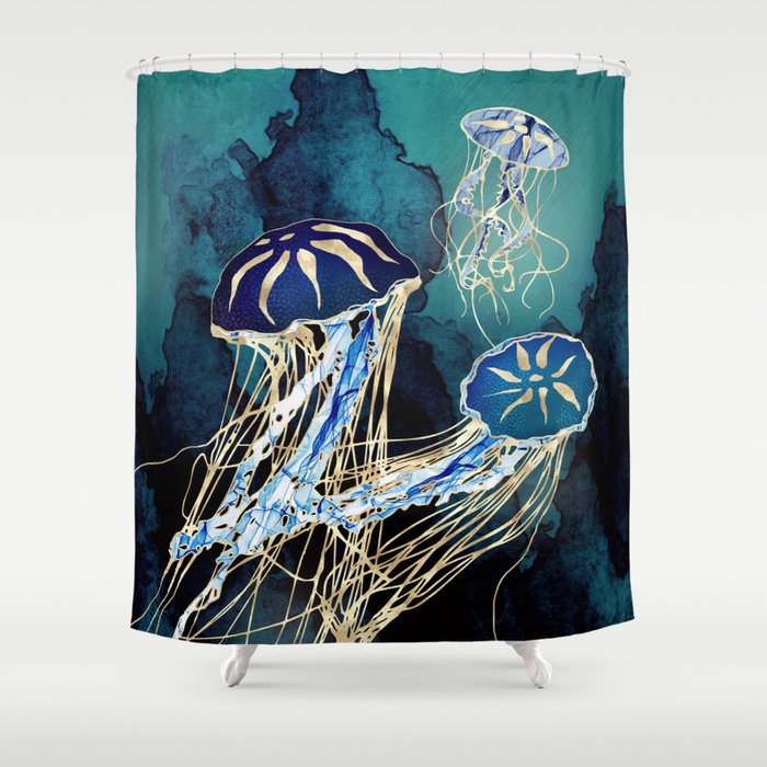 Metallic Jellyfish III Shower Curtain