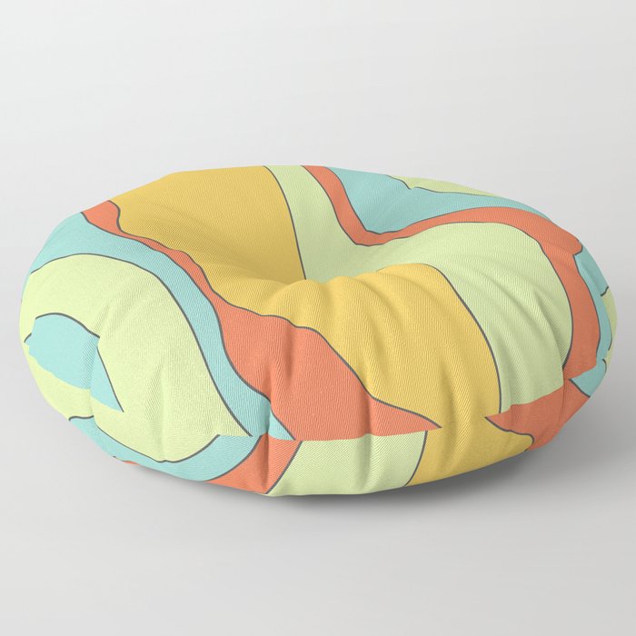 Curly lines of colour pattern Floor Pillow