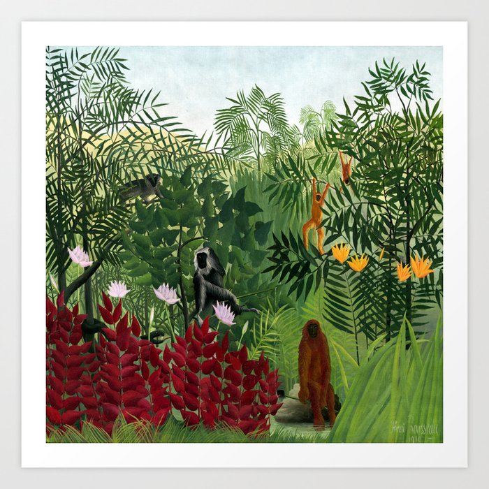 Henri Rousseau Tropical Forest with Monkeys Art Print