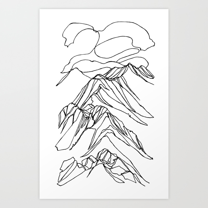Ymir Mountain Ridges Single Line Art Print By Jessagilbert Society6