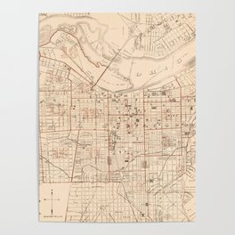 Vintage Map of Louisville KY (1879) Poster