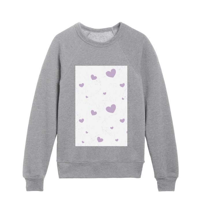 Simple Purple White Pastel Heart Collection Kids Crewneck