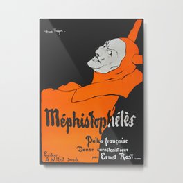 Mephistopheles Polka Francoise - 1890 Vintage Poster Reproduction for Wall Art, Prints, Posters, Tshirts, Men, Women, Youth Metal Print | Demon, German, Mephisto, Artnoveau, French, Danse, High, Vintage, Trending, Retro 