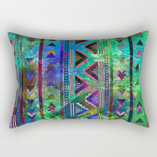 blue green pattern triangles Rectangular Pillow