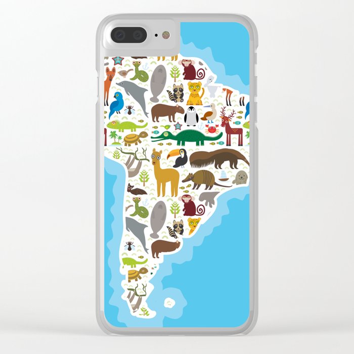 South America Sloth Anteater Toucan Lama Bat Seal Armadillo Boa South America Sloth Anteater Toucan Lama Bat Seal Armadillo Boa Manatee Monkey Dolphin Maned Wolf Clear Iphone Case