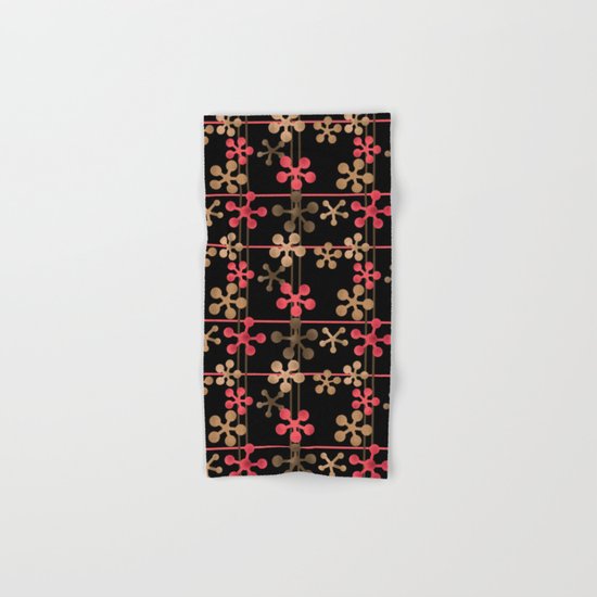 Abstract pattern in black red and brown tones . Hand & Bath Towel