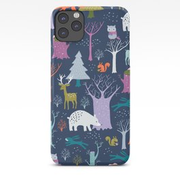winter woodland animals iPhone Case