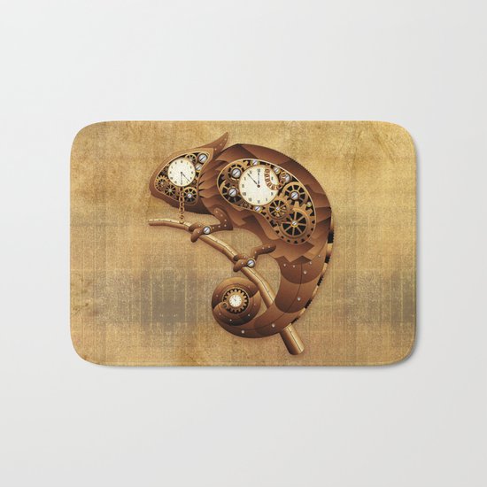 Steampunk Chameleon Vintage Style Bath Mat