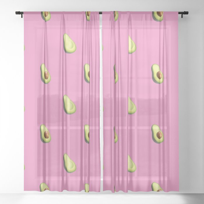 Pink Print Sheer Curtain By Claire Mich, Pink Print Curtains
