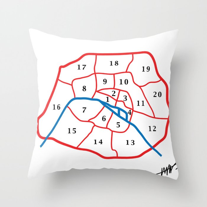 Paris map Throw Pillow