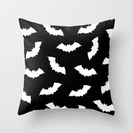Black & White Bats Pattern Throw Pillow