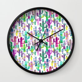 Watercolor Cacti - Pinks - Saguaros Wall Clock