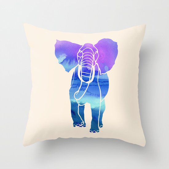 Watercolor Elephant Throw Pillow