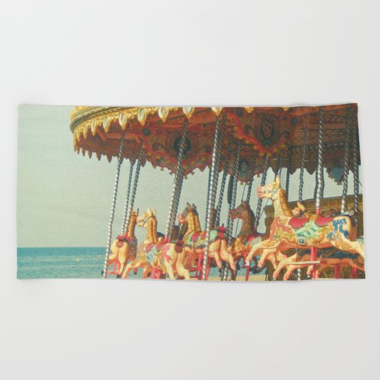 Seaside Carousel Beach Towel