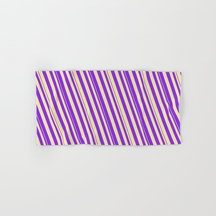 Purple and Pale Goldenrod Colored Striped/Lined Pattern Hand & Bath Towel
