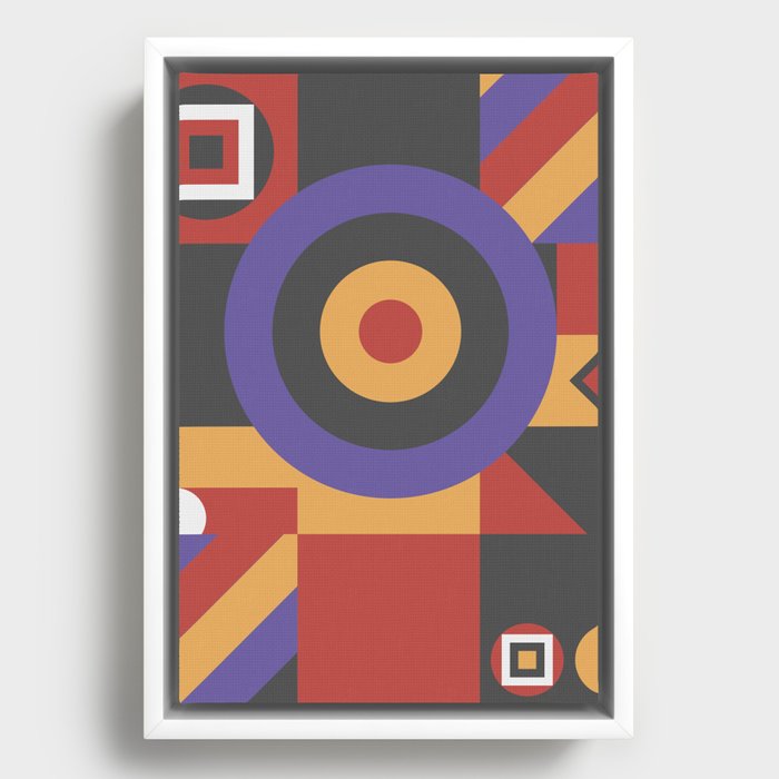 Bauhaus Abstract Retro Arches Circles Trend Colors Framed Canvas