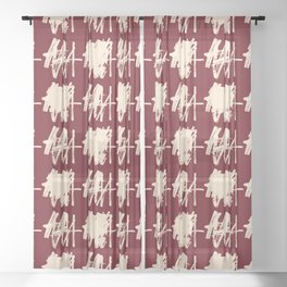 Abstract Painting Red Beige Sheer Curtain